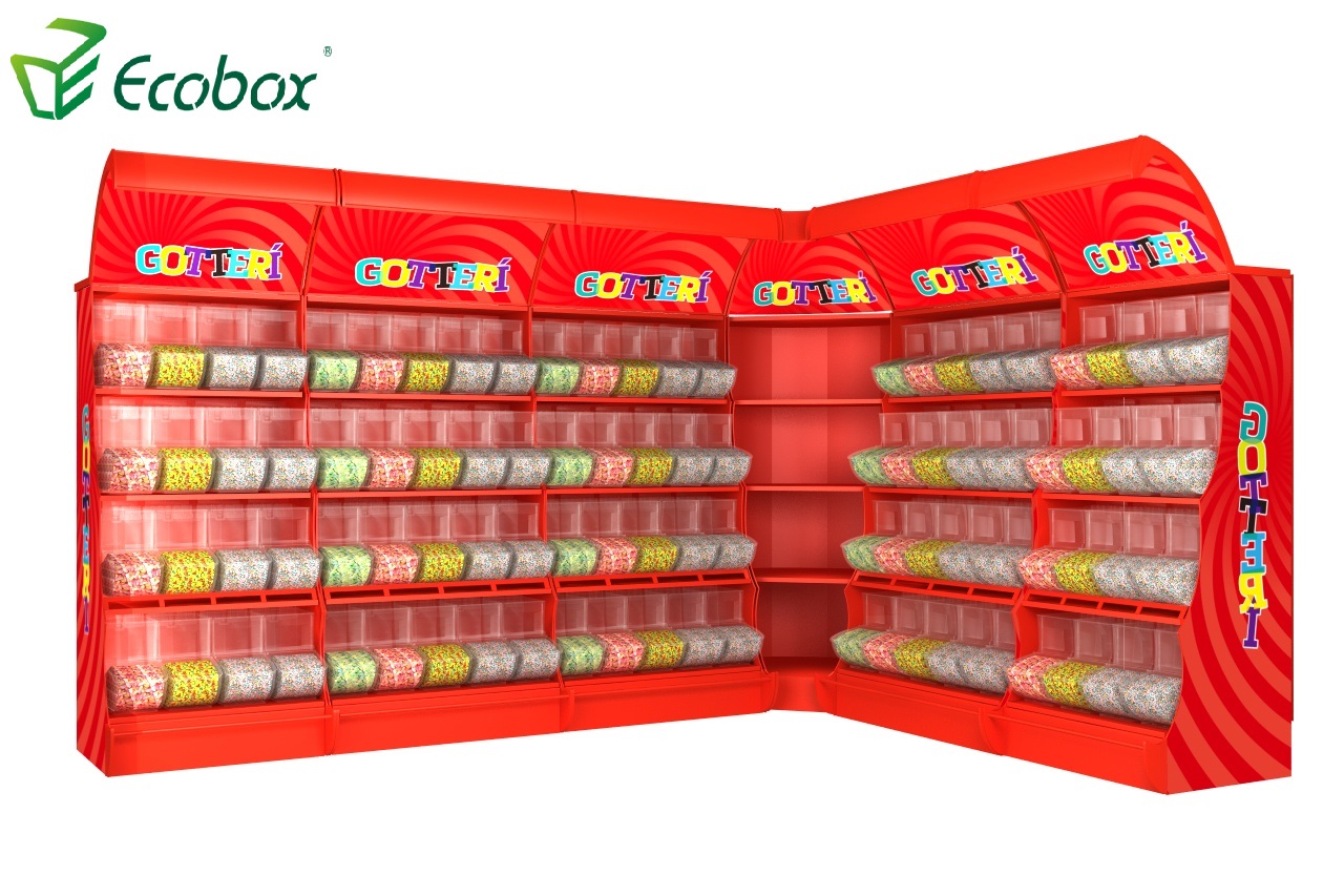 Ecobox TG-06101A estante de metal para exibição de doces com escaninhos de colher 