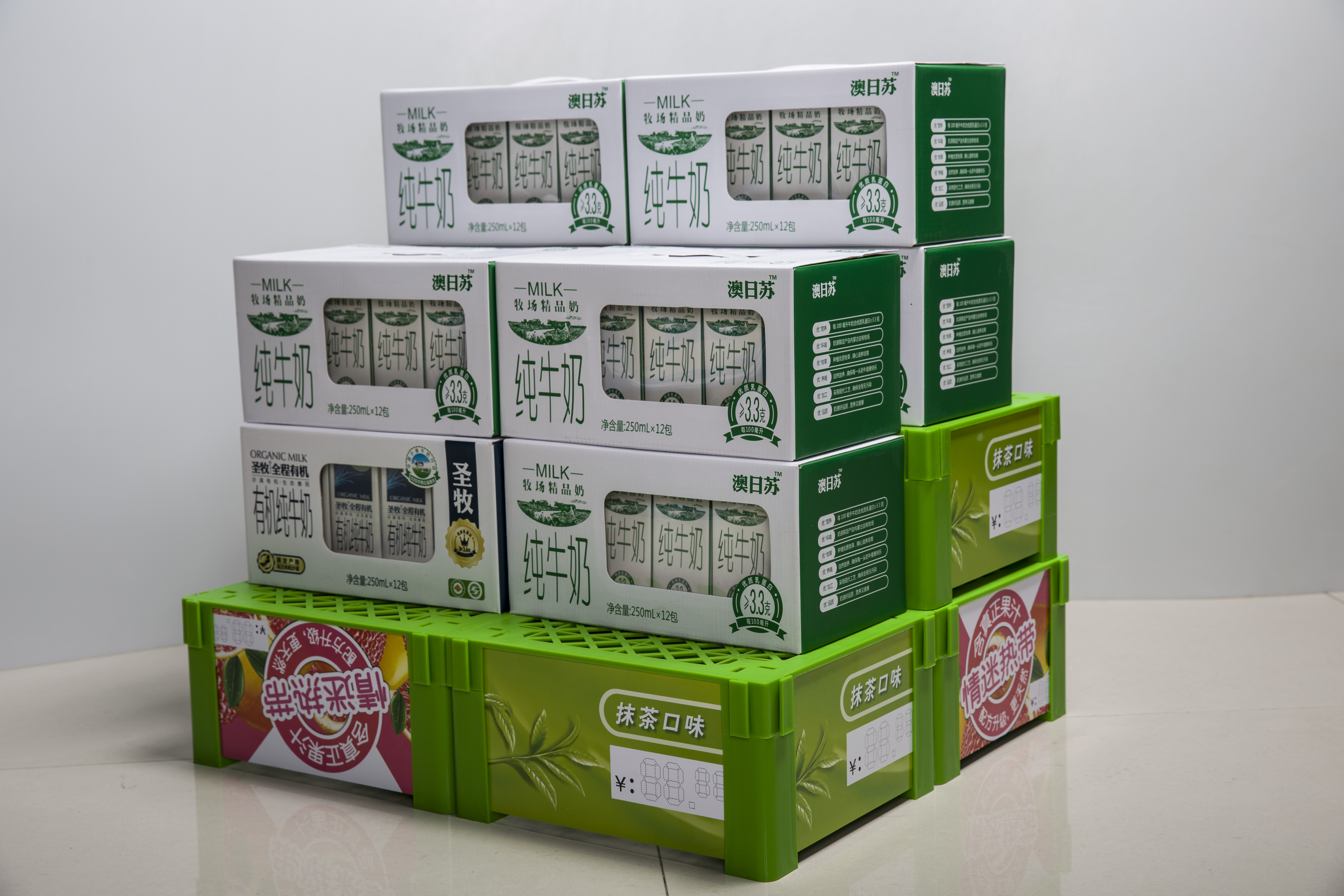 Ecobox XS-009 leite plástico Standees display em massa tg para supermercado