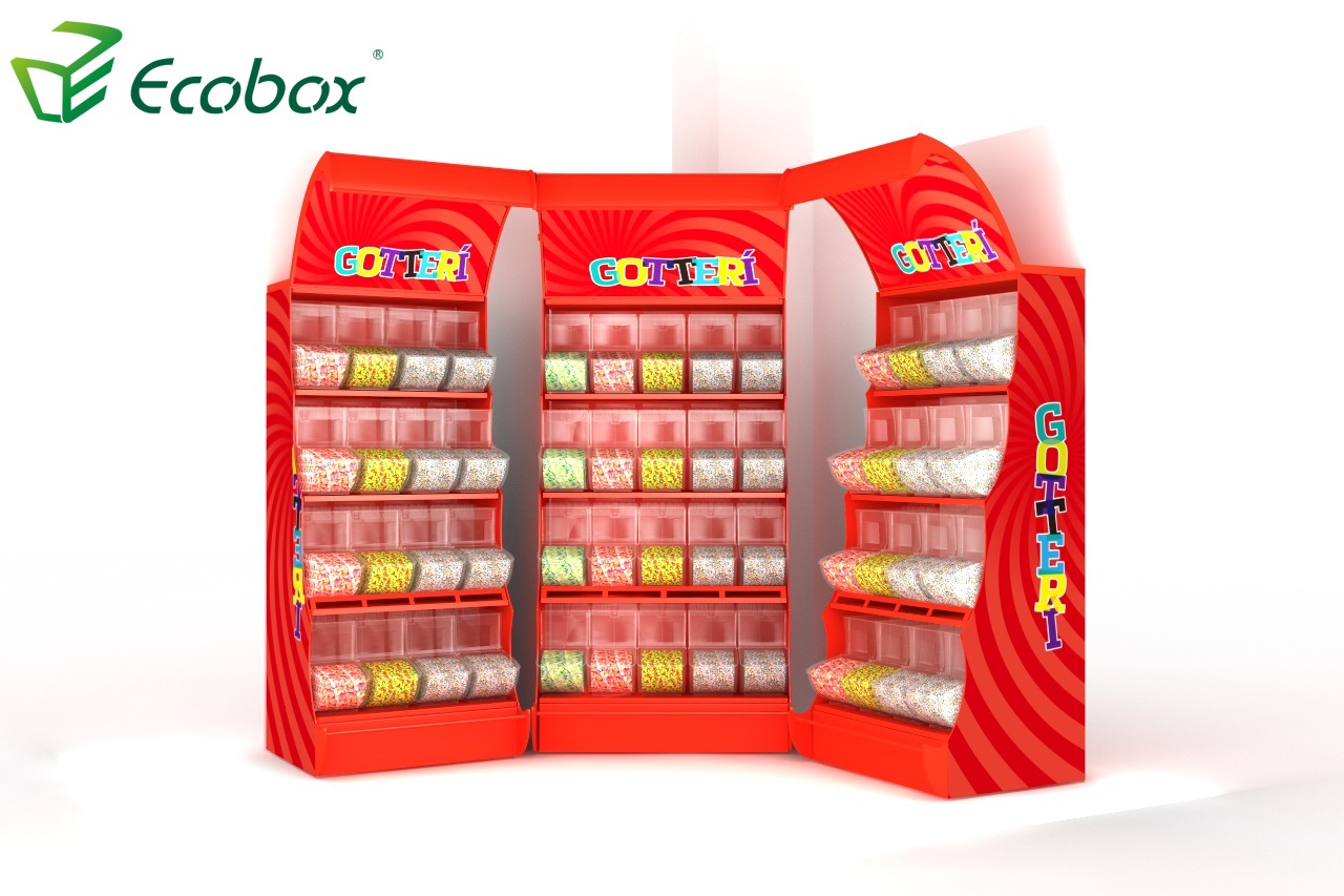 Ecobox TG-06101A estante de metal para exibição de doces com escaninhos de colher 