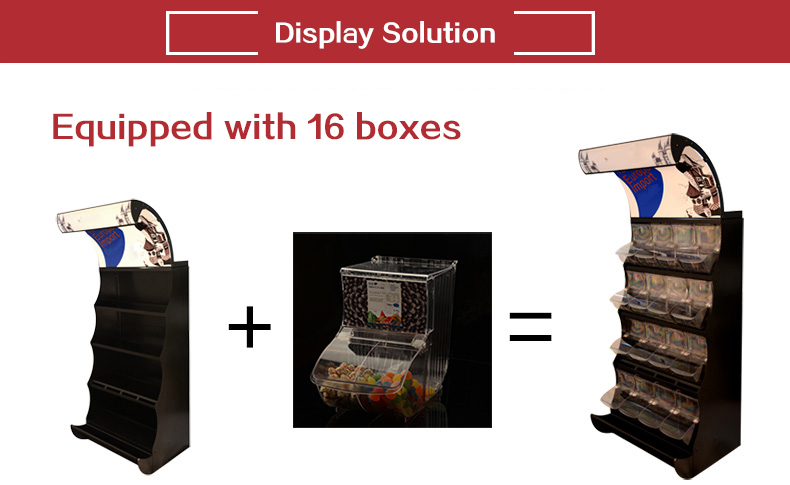 Ecobox TG-01101C pick and mix rack de prateleira de exibição de doces com caixas de colher 