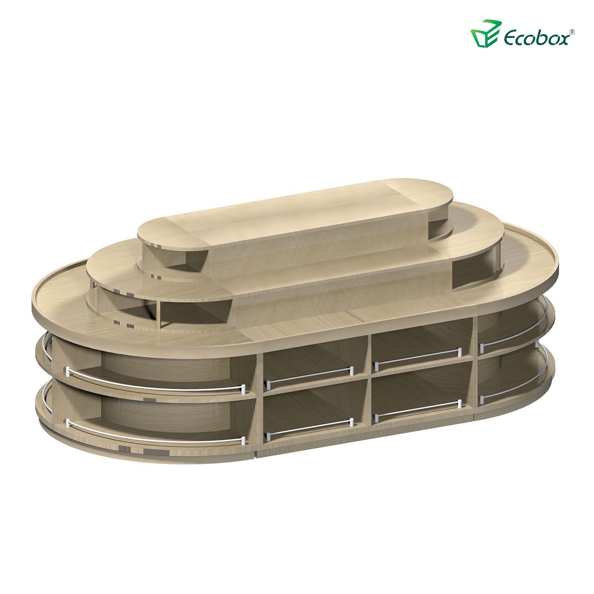 Prateleira redonda série ecobox g001 com caixas a granel ecobox displays de alimentos a granel de supermercado