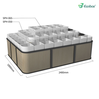 Prateleira da série EcoBox G004 com monitores de alimentos a granel do supermercado dos caixas de EcoBox